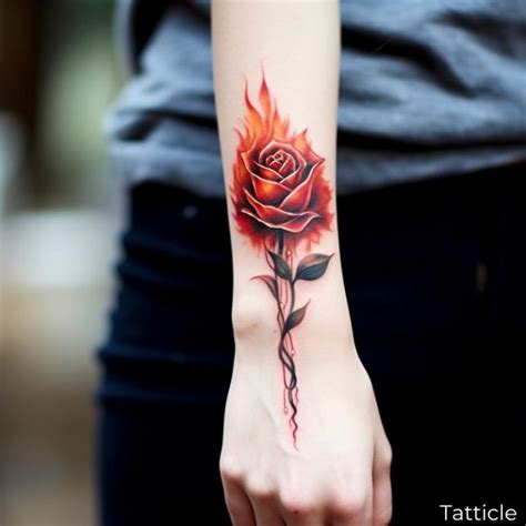 Beauty Meets Resilience This Burning Rose Tattoo Symbolizes Passion That Never Fades Even Through The Flames A Story Of Strength Inked Forever Wear Your Emotions In Art At Inkhottattoos