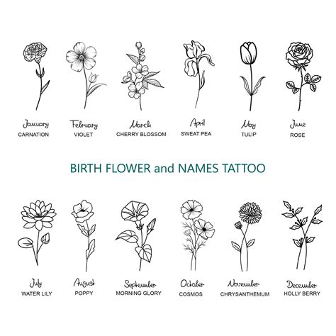 Best 13 Personalized Tattoo Design Custom Name Design Birth Flower Tattoo Birth Flower Name