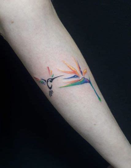 Bird Of Paradise Flower Tattoo On The Right Wrist