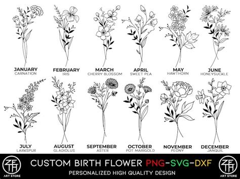 Birth Flower Name Tattoo Design Custom Tattoo Commission Floral Tattoo Design Digital