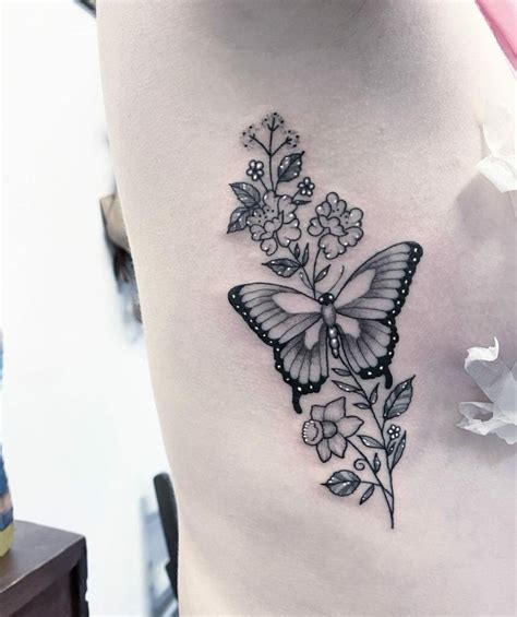 Blac Chyna Butterfly Flower Leaf Lily Side Tattoo Steal Her Style