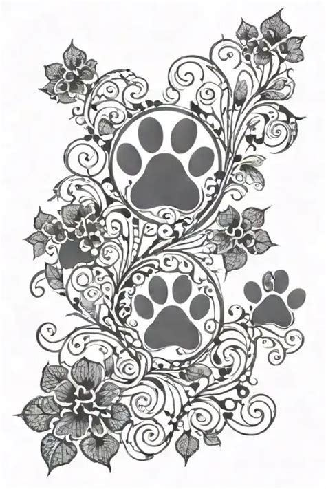 Black And Grey 7 Paw Prints And Grass Tattoo Blackink Ai Black And Grey 7 Paw Prints And Grass Tattoo Blackink Ai