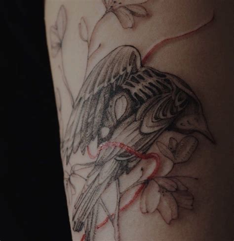 Blackwork Bird Of Paradise Tattoo