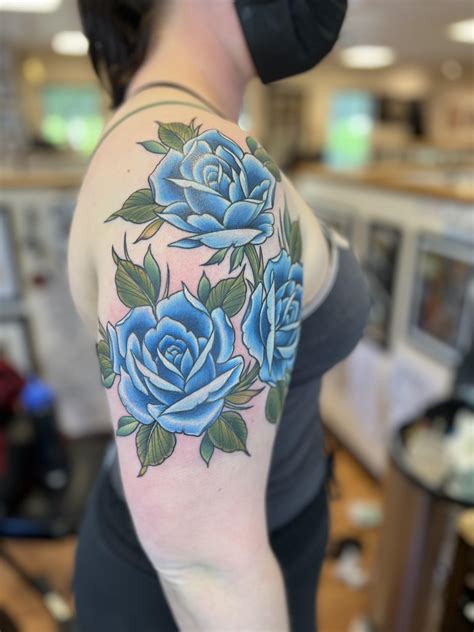 Blue Roses Sleeve Tattoo Blue Roses Sleeve Tattoo
