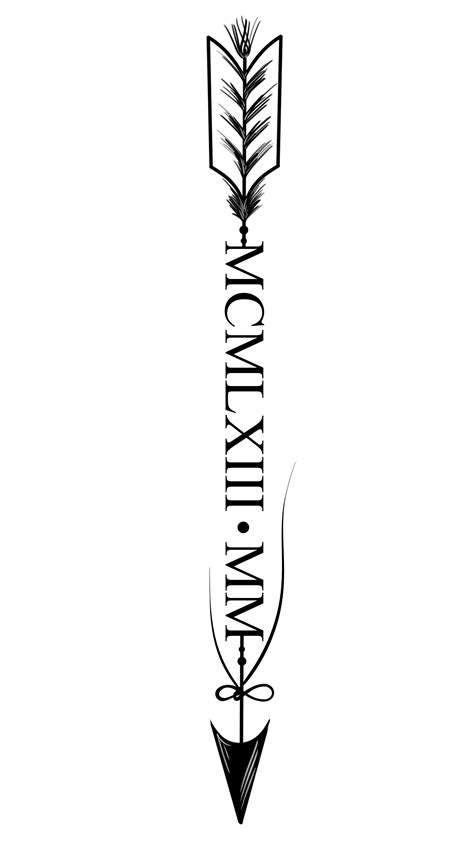Boho Arrow Roman Numeral Tattoo Design Digital Download Etsy