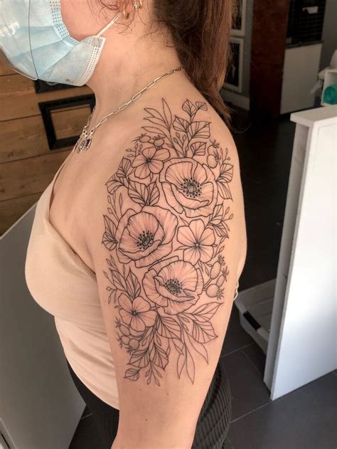Botanical Shoulder Tattoo Made For Celina Thank You For Much For Your Trust I First Tattooed Her Back In Early 2024 She Gave A List Of Flowers And Gave Me Full Artist