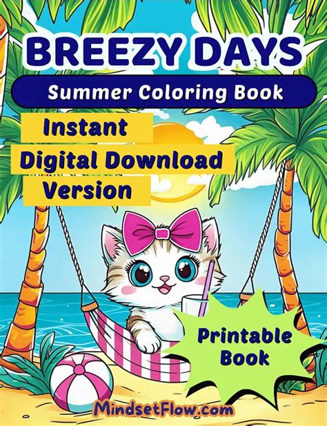 Breezy Adventures Calming Digital Coloring Book Instant Download Unlimited Fun Reprints For Stress Relief Mindset Flow