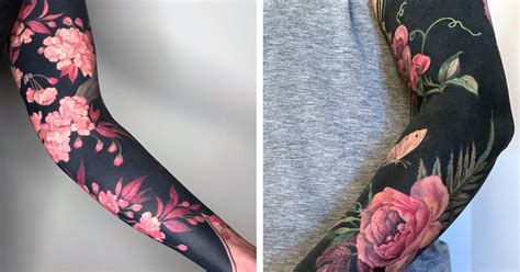 Brilliant Coverup Tattoos Combine Blackout Ink With Blossoms