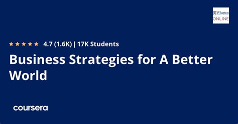 Business Strategies For A Better World Coursera