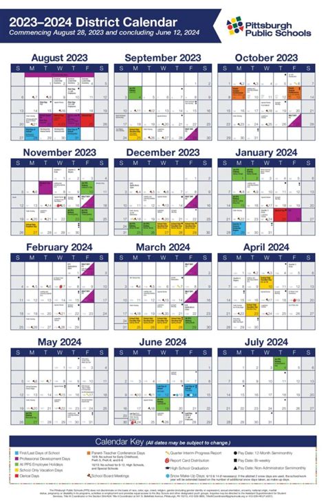 Calendar Pittsburgh School District