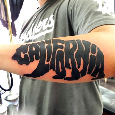 California Bear Text Tattoo Idea