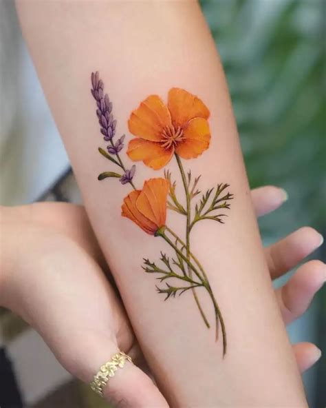 California Golden Poppy Tattoo Realistic Portrait Tattoos