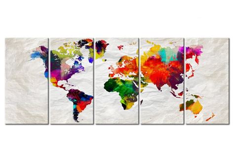 Canvas Art Print Crumpled Map 5 Piece Colorful World Map On Paper Background Map Canvas Canvas Art Print Crumpled Map 5 Piece Colorful World Map On Paper Background Map Canvas