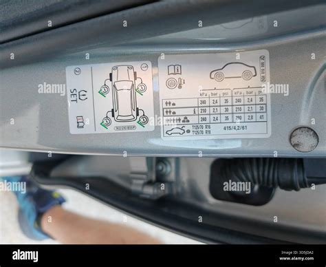 Car Tire Pressure Information Hi Res Stock Photography And Images Alamy