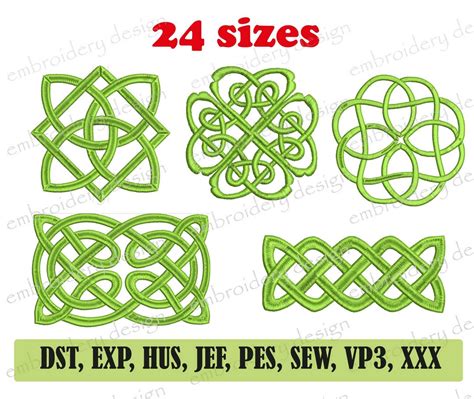 Celtic Knot Embroidery Design 5 Patterns 21 Sizes Instant Download Etsy