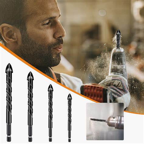 Ceramic Tile Drill Bit 4 Blade Hexagonal Handle Brick Wall Cement Perforated Drill Alloy Steel