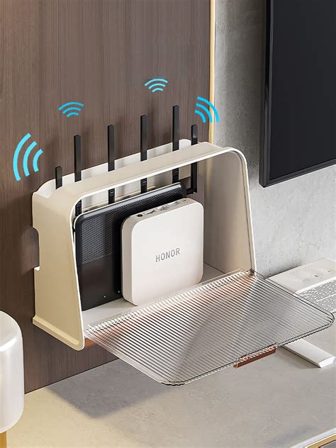 Chaxin Wall Mount Wireless Wifi Router Shelf Storage Box Power Strip Amp Cable Management Hider