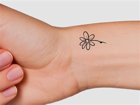 Chic Minimalist Floral Temporary Tattoo Sticker Daisy Temu United Kingdom