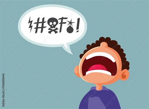 Child Using Foul Bad Language Vector Cartoon Character Illustration Kid Cursing Using Obscene