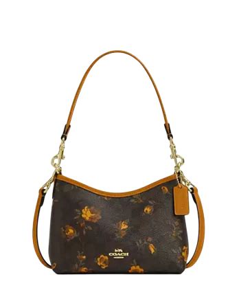 Coach Laurel Small Shoulder Bag In Signature Canvas With Floral Print Brixton Baker