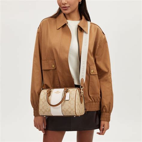 Coach Rowan Satchel Bag In Signature Canvas With Stripe Coach Rowan Satchel Bag In Signature Canvas With Stripe