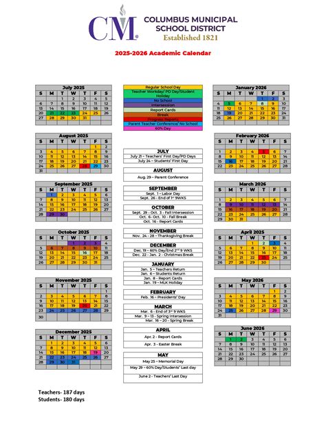 Columbus Municipal School District Ms Calendar 25 26 Revised Pdf Educounty