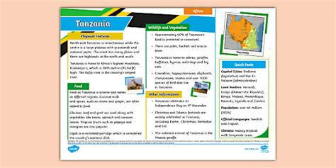 Country Fact File Tanzania National Geographic Kids Country Fact File Tanzania National Geographic Kids