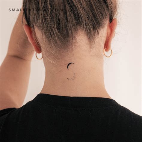 Crescent Moon Neck Tattoos Crescent Moon Outline Temporary Tattoo