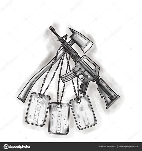 Crossed Fire Ax And M4 Rifle Dog Tags Tattoo Stock Illustration Illustration Of Firearm Assault 89216693 Crossed Fire Ax And M4 Rifle Dog Tags Tattoo Stock Illustration Illustration Of Firearm Assault 89216693