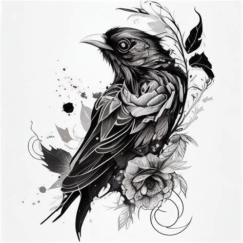 Crow Tattoo Sketch Design