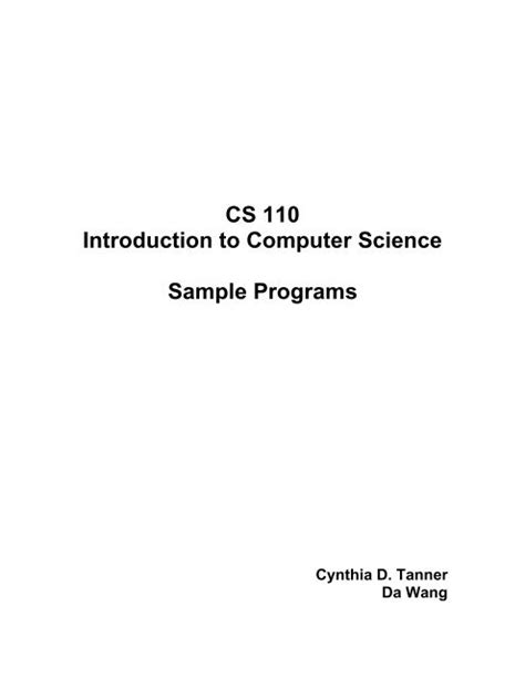 Cs 110 Introduction To Computer Science Sample Programs