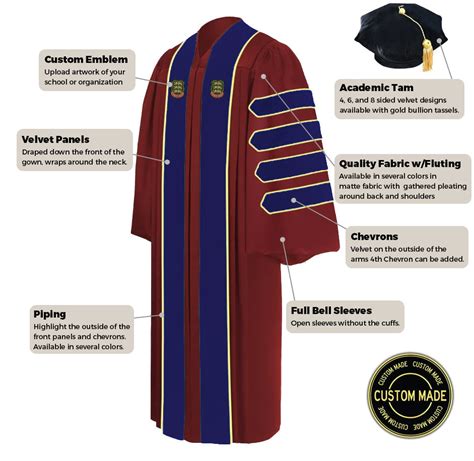 Custom Doctoral Graduation Gown And Tam Package Doctorate Regalia Gradwear Custom Doctoral Graduation Gown And Tam Package Doctorate Regalia Gradwear
