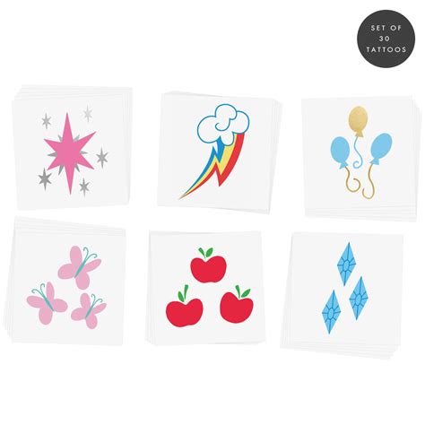 Cutie Marks Variety Set Metallic Temporary Tattoos Flash Tattoos Flash Tattoos