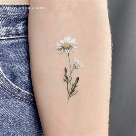 Daisy Flower Tattoo In Watercolor Style Located On The