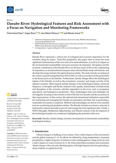 Danube River Hydrological Features And Risk Assessment With A Focus On Navigation And Monitoring Frameworks