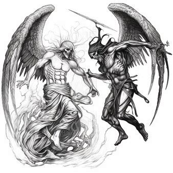 Angels Vs Demons Fighting Tattoos