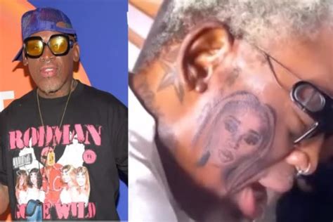 Dennis Rodman Tattoos Girlfriend S Face On His Face Dennis Rodman Tattoos Girlfriend S Face On His Face