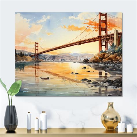 Designart Amp Quot Orange Bridge Golden Gateway Iv Amp Quot Architecture Canvas Prints Bed Bath Amp Beyond
