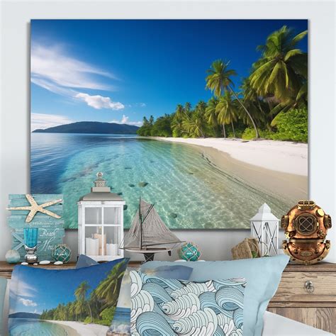 Designart Amp Quot Seaside Paradise I Amp Quot Modern Landscape Beach Framed Canvas Prints Bed Bath Amp Beyond