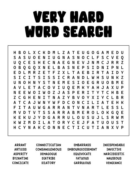 Difficult Word Searches Free Printable Printable Templates
