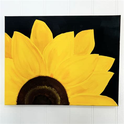 Easy Sunflower Paintings With Black Dots