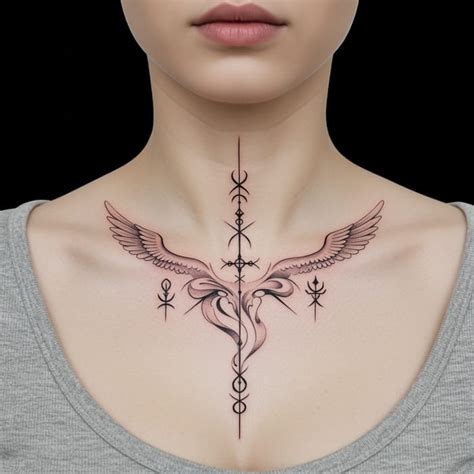 Elegant Angel Tattoos Under Collarbone Design Ai Art Generator Easy Peasy Ai