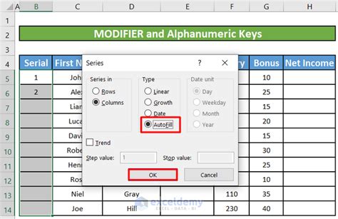 Excel Keyboard Shortcut To Autofill Columns