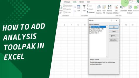 Excel Tutorial How To Use Analysis Toolpak Excel Dashboardsexcel Com