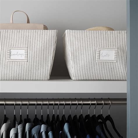 Farmhouse Open Canvas Storage Bins With Labels The Container Store Canvas Storage Storage
