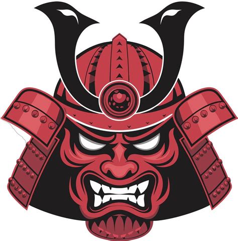 Fierce Red Samurai Warrior Mask Illustration For Tattoo Designs 55284655 Vector Art At Vecteezy