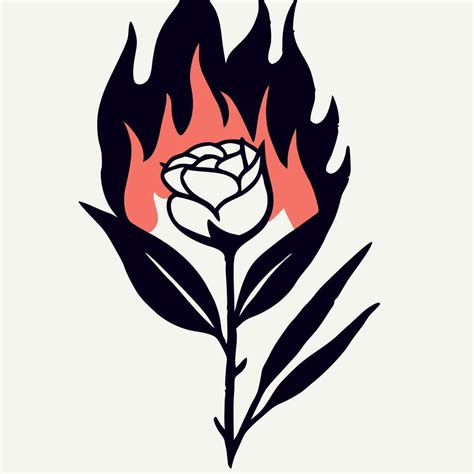 Fiery Rose Tattoo Design Floral Flame Illustration 66375058 Vector Art At Vecteezy