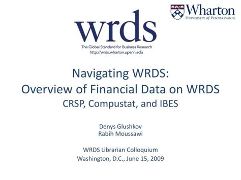 Financial Data On Wrds Introduction Training