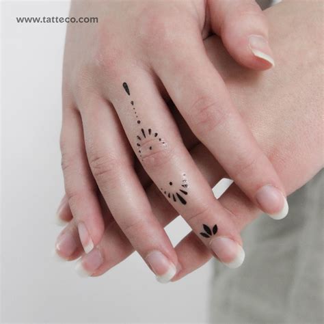 Finger Composition 5 Temporary Tattoo Set Of 3 Tatteco