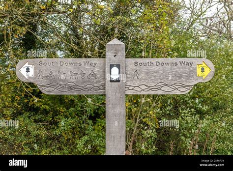 Fingerpost Sign For South Downs Way Long Distance Path In The South Downs National Park Near